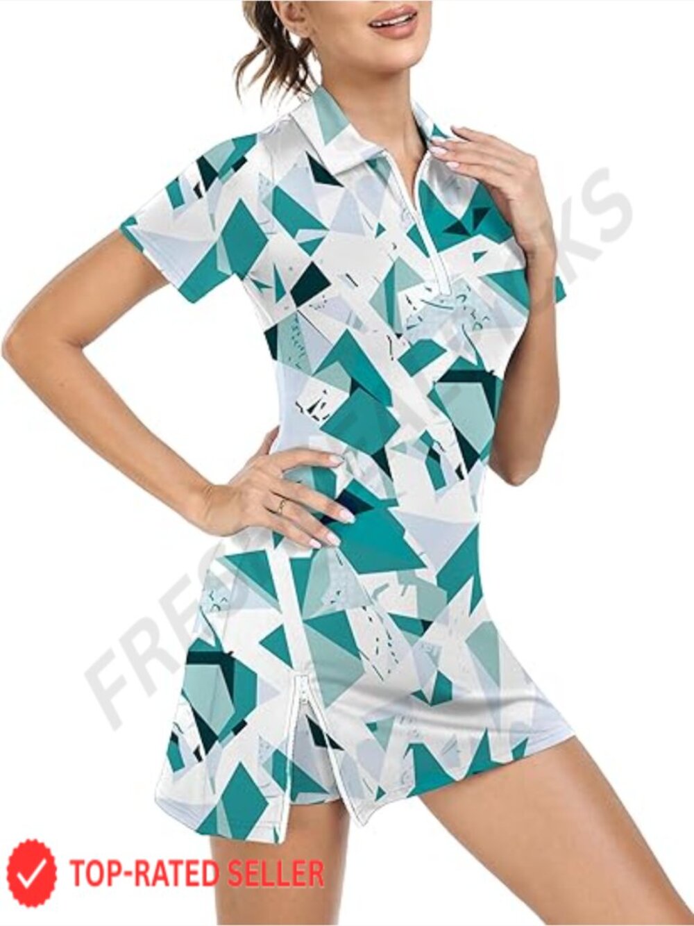 Tennis Dress Quick Dry with Built-in Shorts and Pocket V-Neck A-line